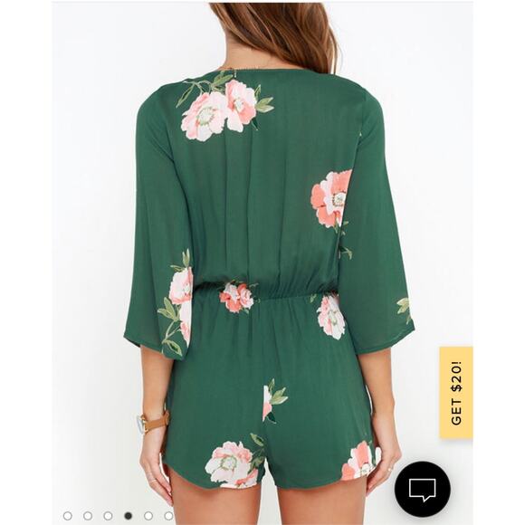 O'Neill Indica Green long sleeved Floral Print Romper size small - Picture 2 of 8